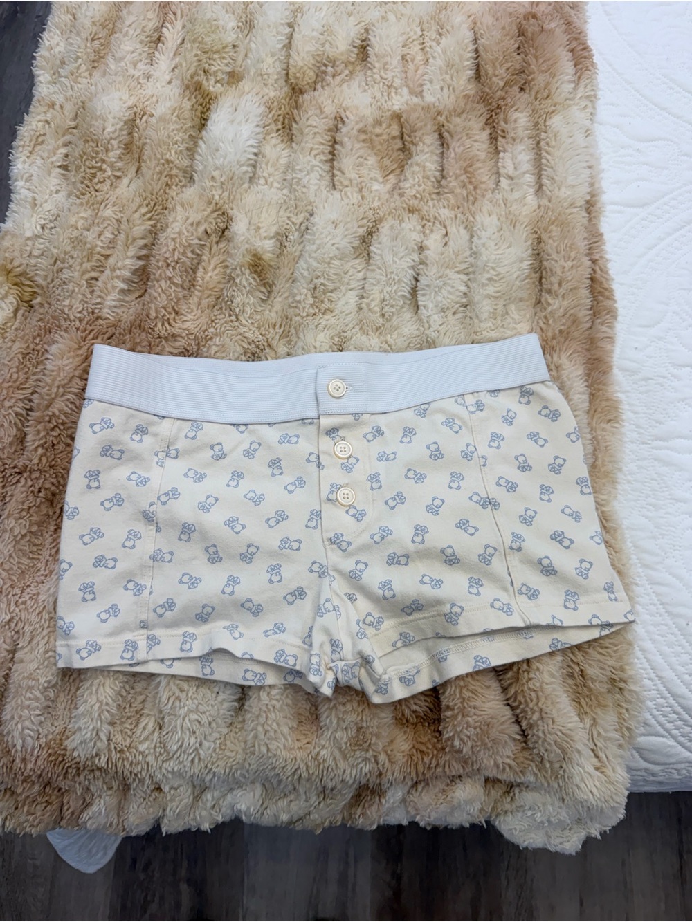 Brandy Melville Cream Teddy Bear Lounge Shorts
